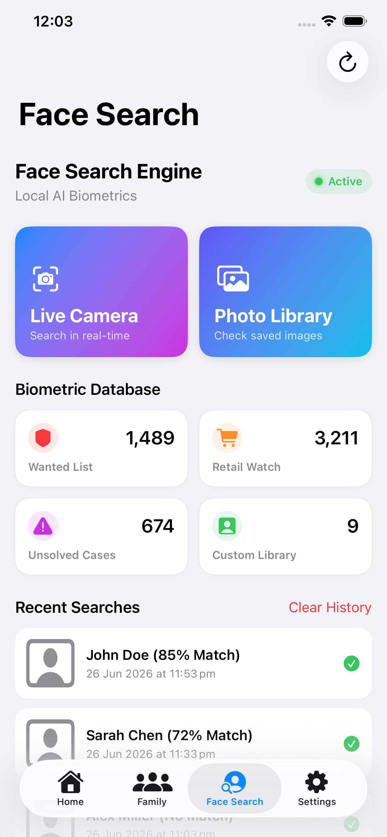 AI Face Match UI
