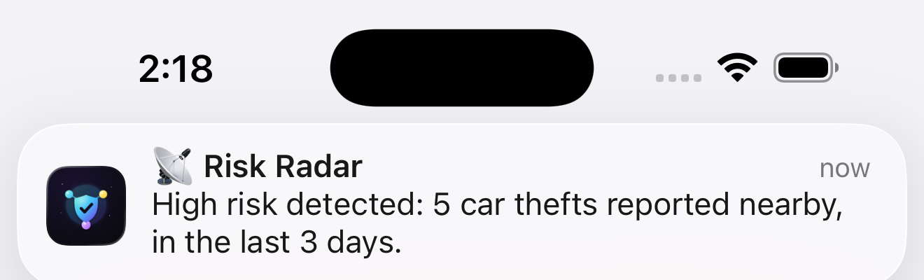 Risk Radar proactive alert notification